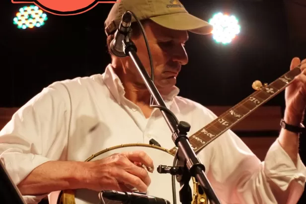 Keith Alessi playing the banjo in Tomatoes Tried to Kill Me But Banjos Saved My Life
