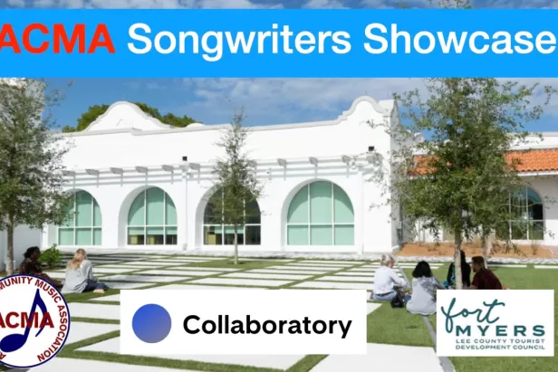 Image of the Collaboratory with text saying "ACMA Songwriters Showcase"
